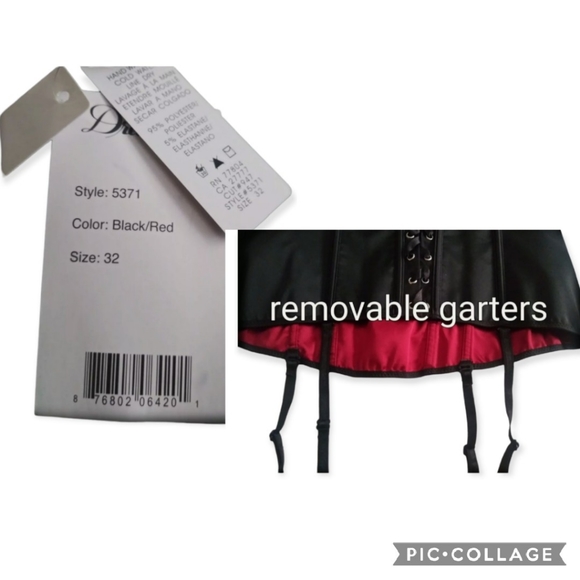 Dreamgirl reversible black and red corset with feathers size 32 (small) - Picture 7 of 11